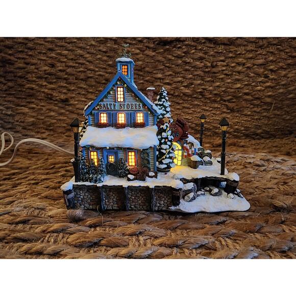 Danbury Mint Christmas Cove Salty Stores General Market Holiday Snow Village - Picture 2 of 11